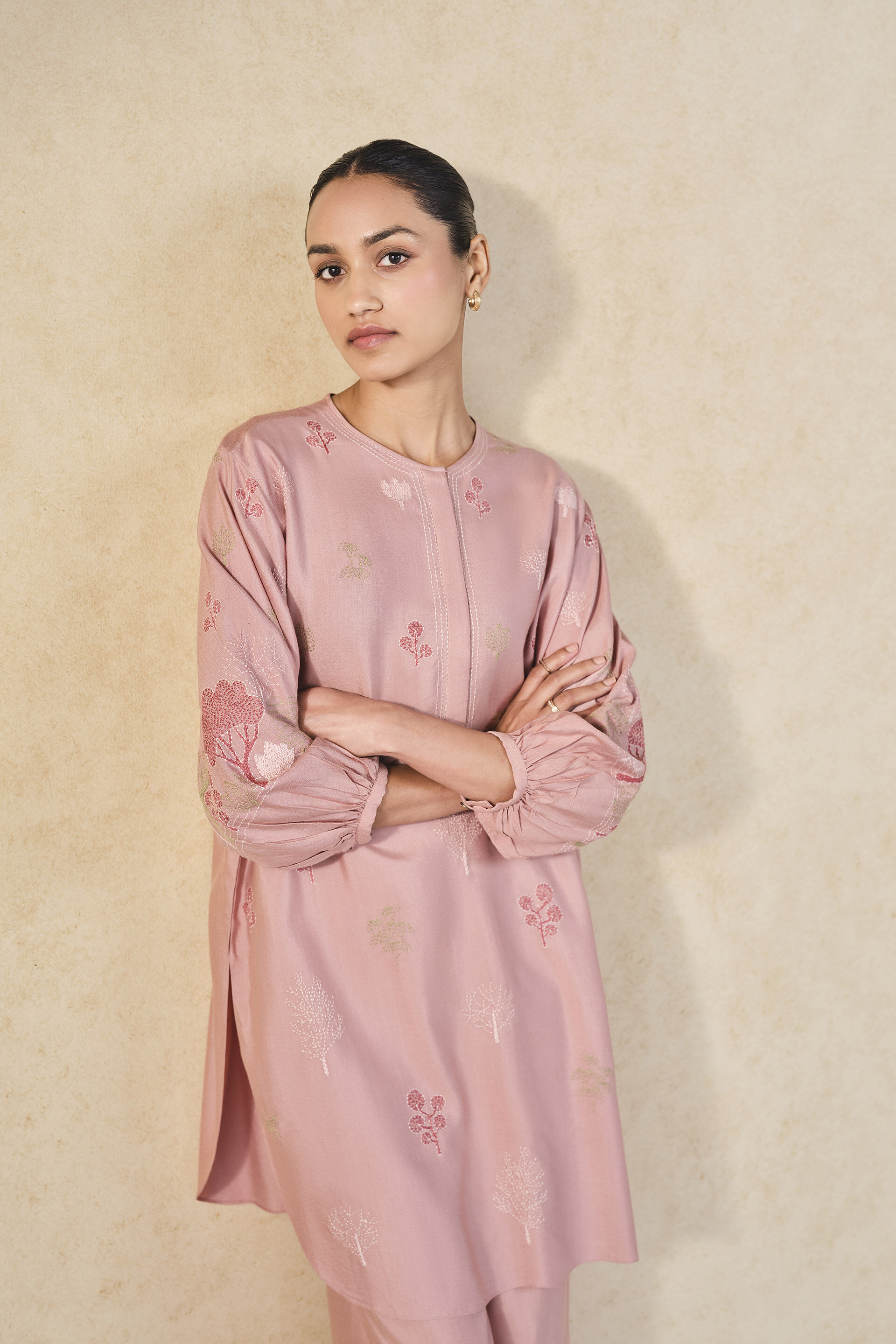 Dream Hand-embroidered Kantha Co-ord - Blush, Blush, image 4